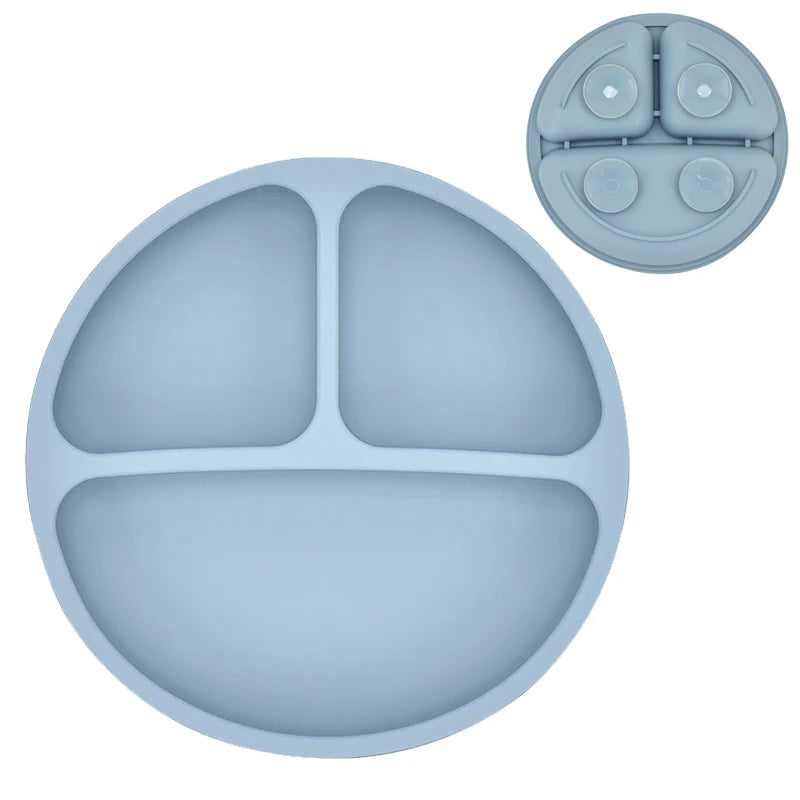 2023New Silicone Baby Sucker Dining Plate Solid Cute Cartoon Children Dishes Suction Toddler Training Tableware Kid Feeding Bowl