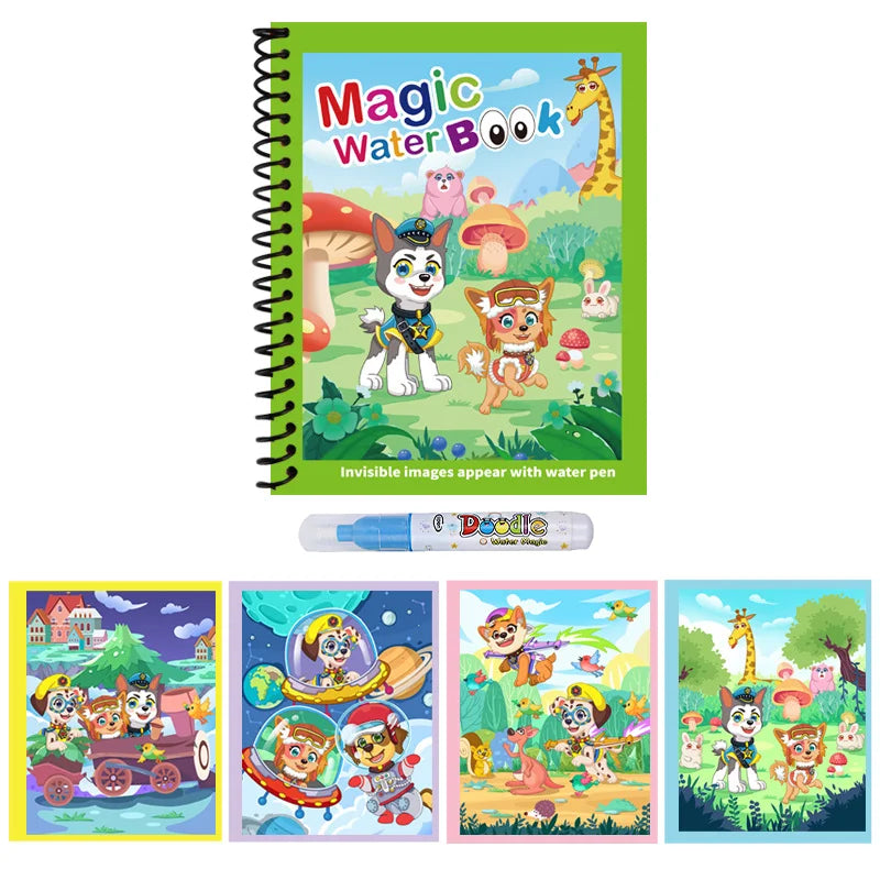 1pcs Kids Graffiti Picture Book with Refillable Water Pen Magic Water Painting Sensory Early Education Puzzle Drawing Toy