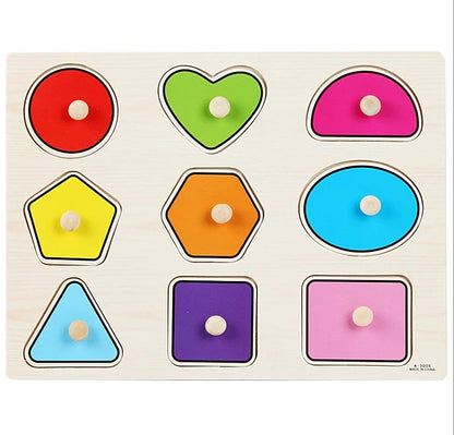 30cm Baby Toys Wooden Puzzle Hand Grab Board Educational Wood Puzzles for Kids Cartoon Animal Vehicle Child Gift