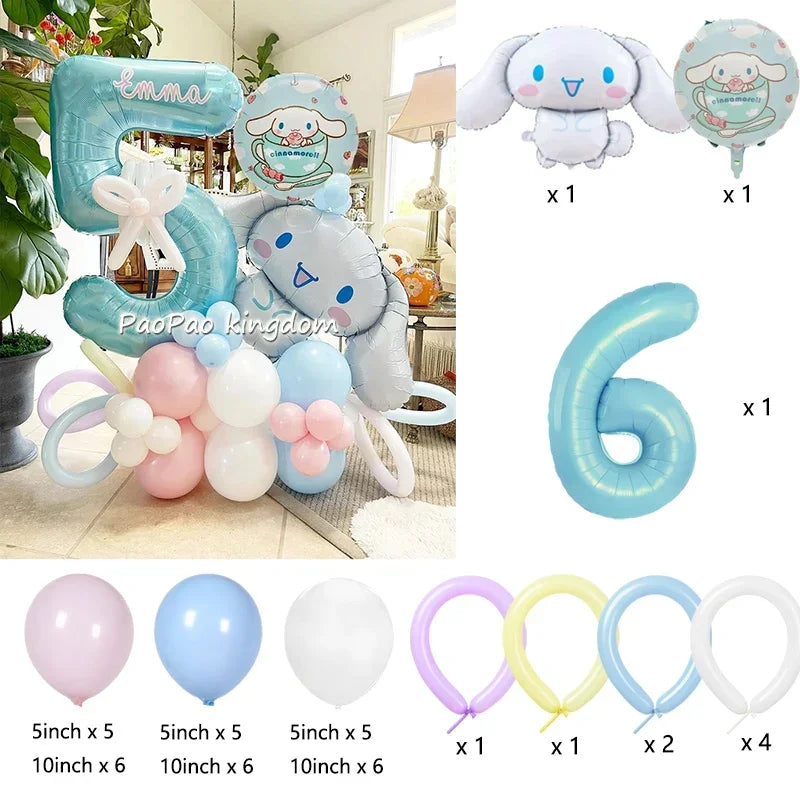 1 Set Cinnamoroll Foil Balloons for Birthday Party Decorations Baby Shower  Kids  Birthday Gift Macaron Latex Balloons Set