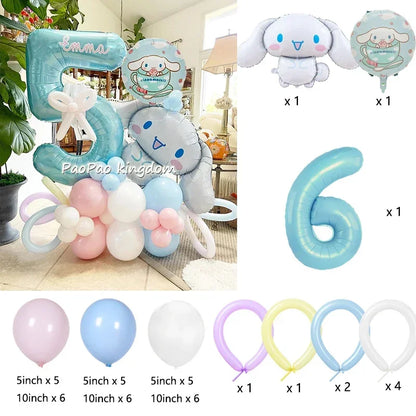 1 Set Cinnamoroll Foil Balloons for Birthday Party Decorations Baby Shower  Kids  Birthday Gift Macaron Latex Balloons Set