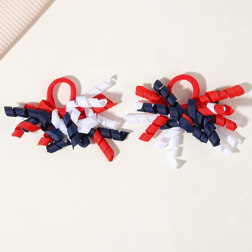 6Pcs Trendy Firework Hair Ties Rainbow Curly