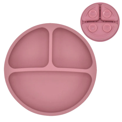 2023New Silicone Baby Sucker Dining Plate Solid Cute Cartoon Children Dishes Suction Toddler Training Tableware Kid Feeding Bowl
