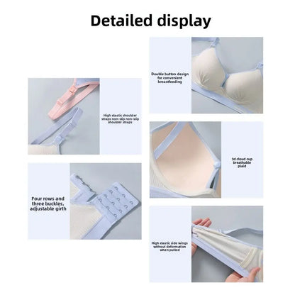 Durable Double Buckle Nursing Bra Push-up Breathable Pregnancy Bralette Pure Cotton Soft Maternity Bra for Breastfeeding
