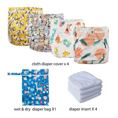 Babyland New Waterproof Baby Cloth Diaper Kit with Inserts & Wet Bags | Economical Washable Nappy System (0-36 Months)