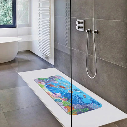 1pc Cartoon Extra Long Bathtub Mat 40x100cm Non-Slip Bathmat Suction Cups & Drain Holes