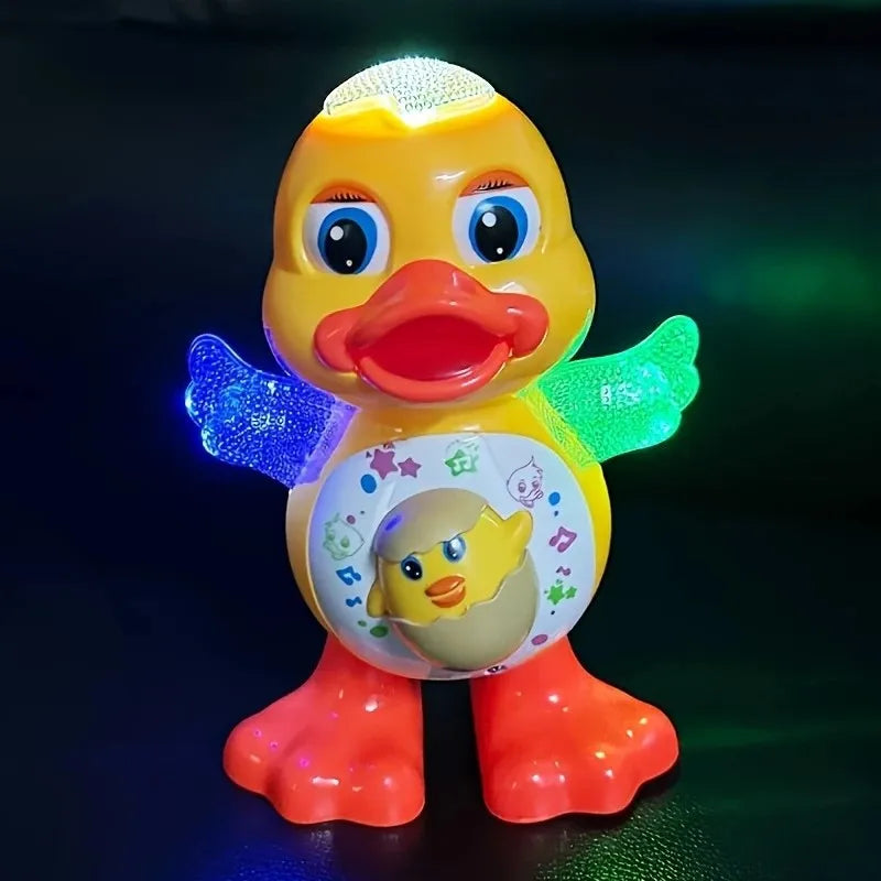 Interactive Dancing Duck Toy with Dynamic Music, Flashlights, and Active Wings - A sensory toy suitable for 3-6 year old childre
