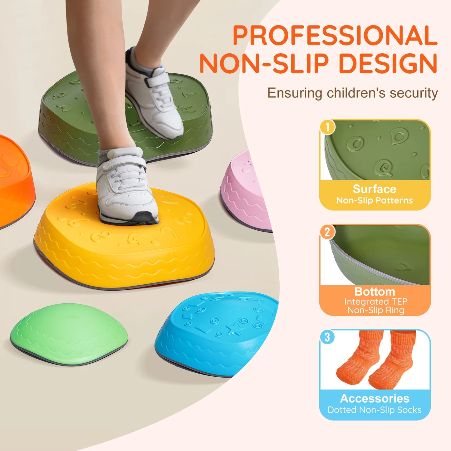 SucceBuy 5/6 PCS Balance Stepping Stones Kids Sports Toys Training Sensorial Social Games for Children Indoor or Outdoor Play