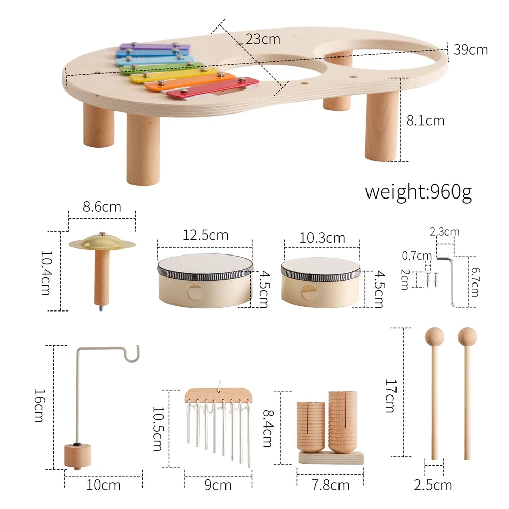Baby Educational Toys Wooden Music instruments Montessori Children's Musical Toys Xylophone Newborn Music Table