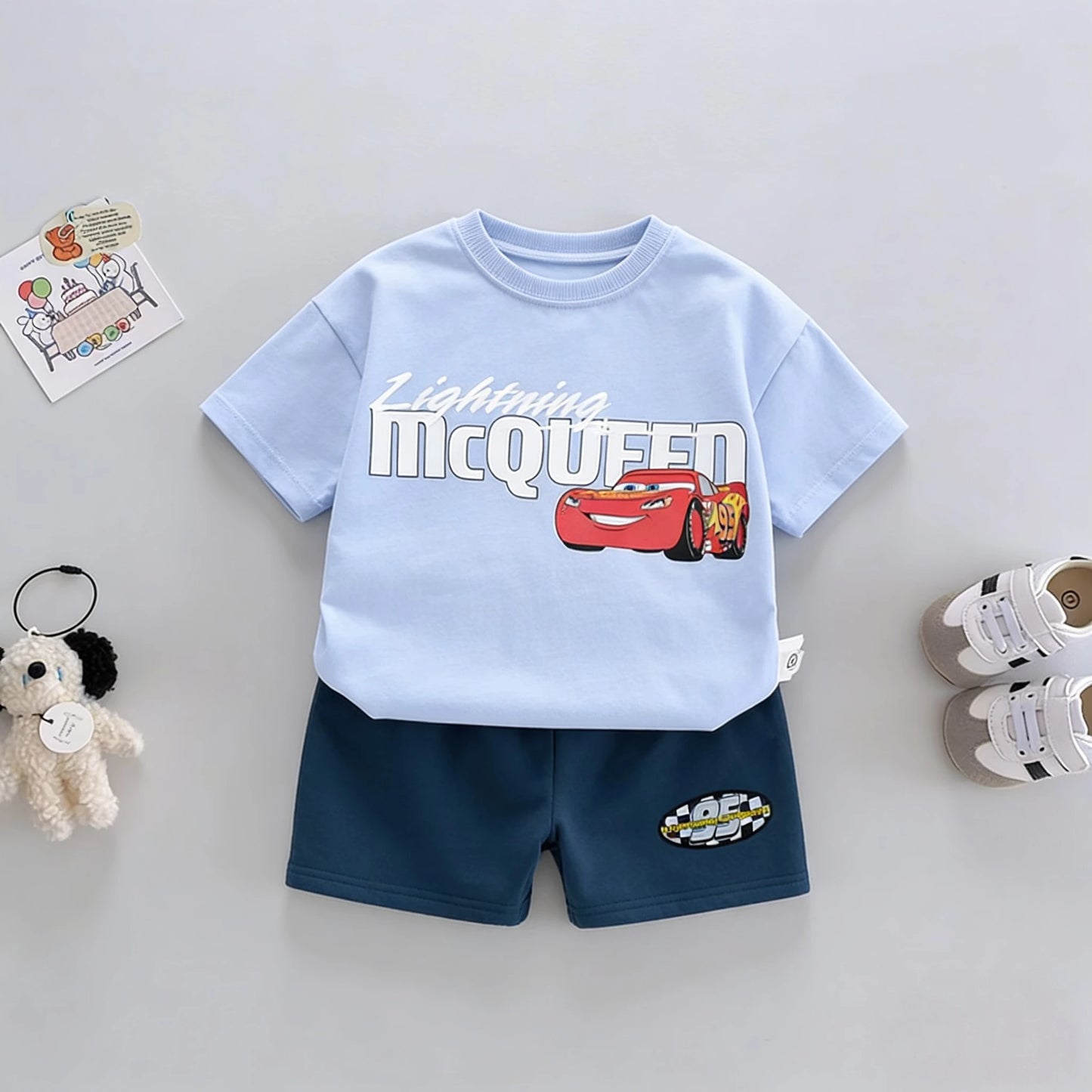 Disney Cartoon Printed Kids Short Sleeved Suits T-shirt Shorts Children's Casual Tracksuits Outfits Baby Boy 2 Piece Set