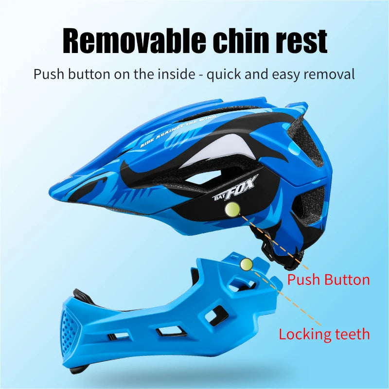 BATFOX child Bicycle helmet Detachable kids full face helmet for children motorcycle motocross helmet
