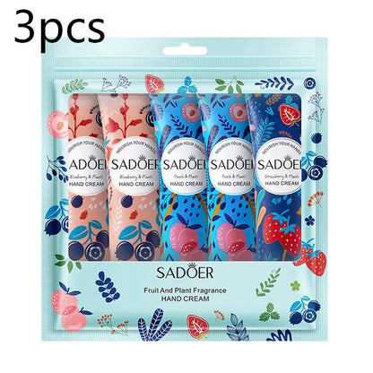 5Pcs/Pack Fruit Plant Fragrance Hand Cream Sets Moisturizing Lasting Repair