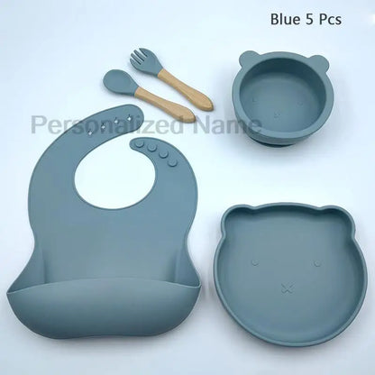 Baby Weaning Set Kit Bibs Baby Includes Bib Bowl Spoon and Fork Feeding Tableware