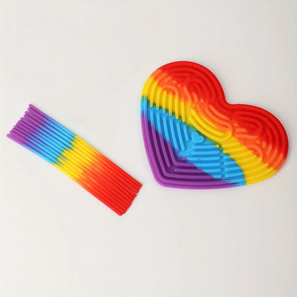 1pc Sensory Activity Board + 11pcs Silicone Strips Multifunctional Sensory Activity Board - Silicone Ventilated Toy For Social-E