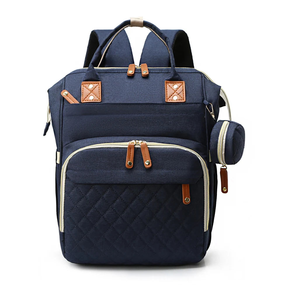 Fashionable Quilted Large-Capacity Backpack Mommy Bag; Multi-Functional Mommy Backpack for Traveling, Mother and Baby Bag; Lightweight Multi-Compartment Diaper Bag with Snack Pacifier Bag