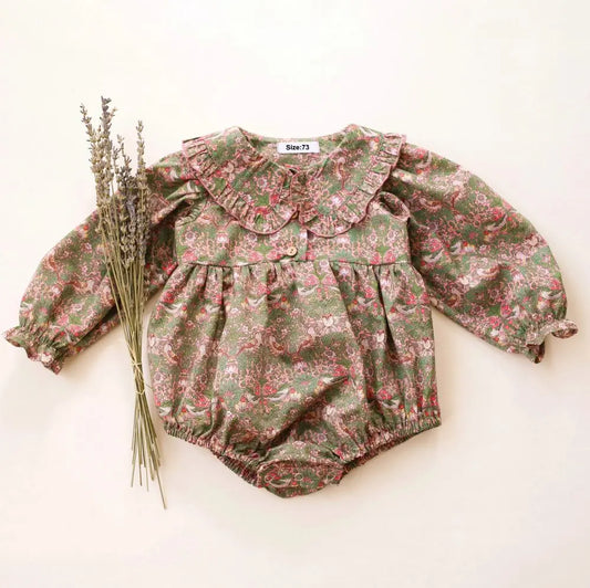 Vintage Floral Baby Girl Romper Spring Baby Girl Clothes