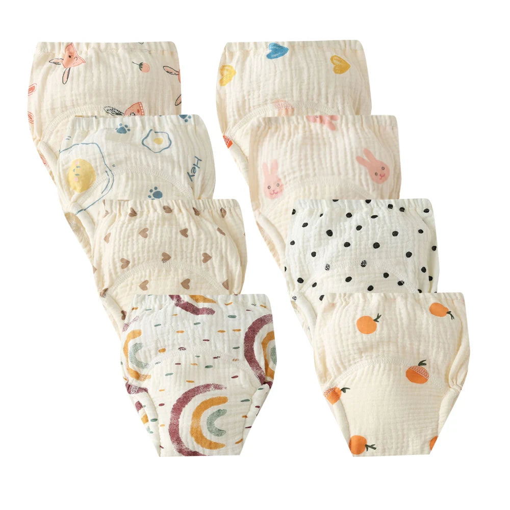 8pcs/6pcs Washable Baby Potty Training Pants Reusable Toilet Trainer Panty Reusable Cloth Diaper