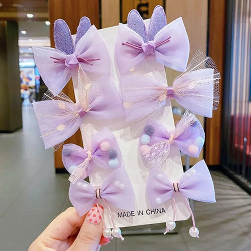 5/9Pcs/Set Cute Bows Hair Clips Hair Accessories For Girls Cartoon Animal Flower Hairpin Headdress Baby Hair Pins Birthday Gifts