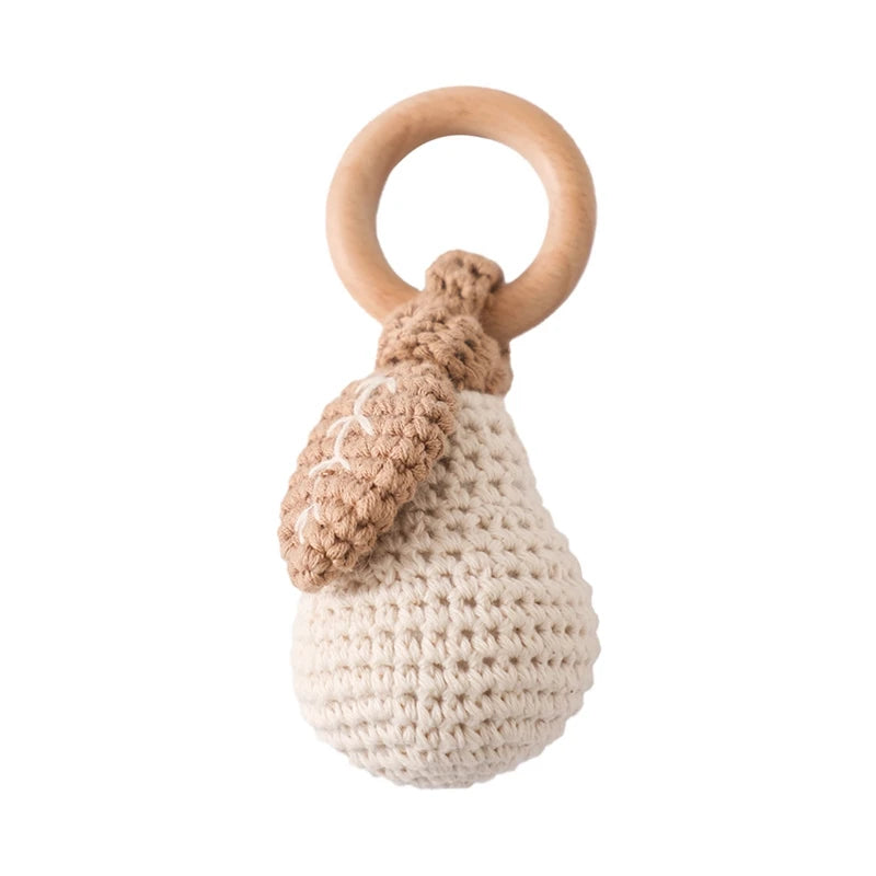 Baby Crochet Rattle Wooden Ring Fruit Pendants Teether Toys Infant Play Gym Toys Fitness Rack Accessories Baby Montessori Toys