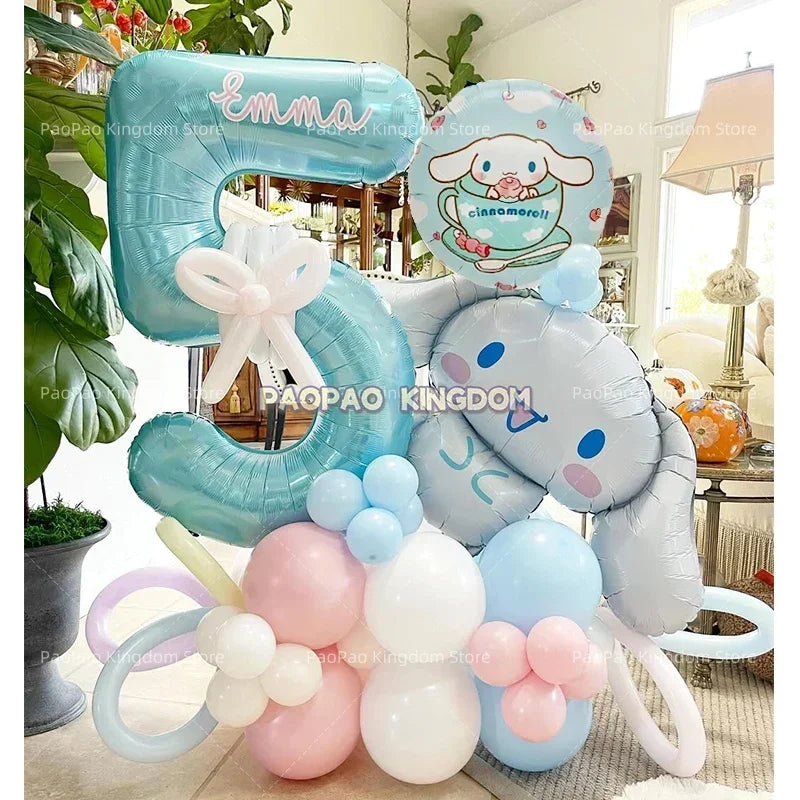 1 Set Cinnamoroll Foil Balloons for Birthday Party Decorations Baby Shower  Kids  Birthday Gift Macaron Latex Balloons Set