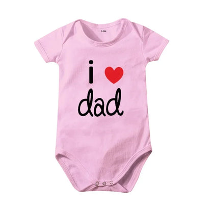 Pure Cotton I Love Mom Newborn Rompers  I Love Dad Baby Romper Twins Matching Bodysuit Summer for 0-24 Months Baby Clothes