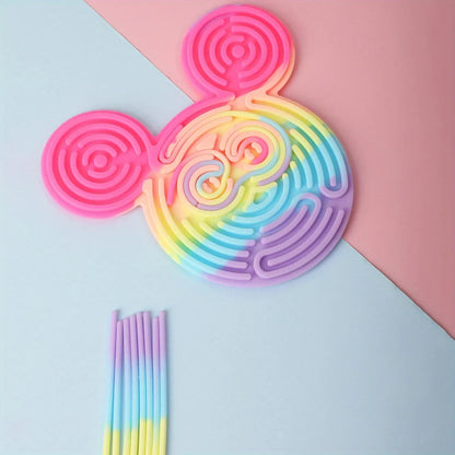 1pc Sensory Activity Board + 11pcs Silicone Strips Multifunctional Sensory Activity Board - Silicone Ventilated Toy For Social-E