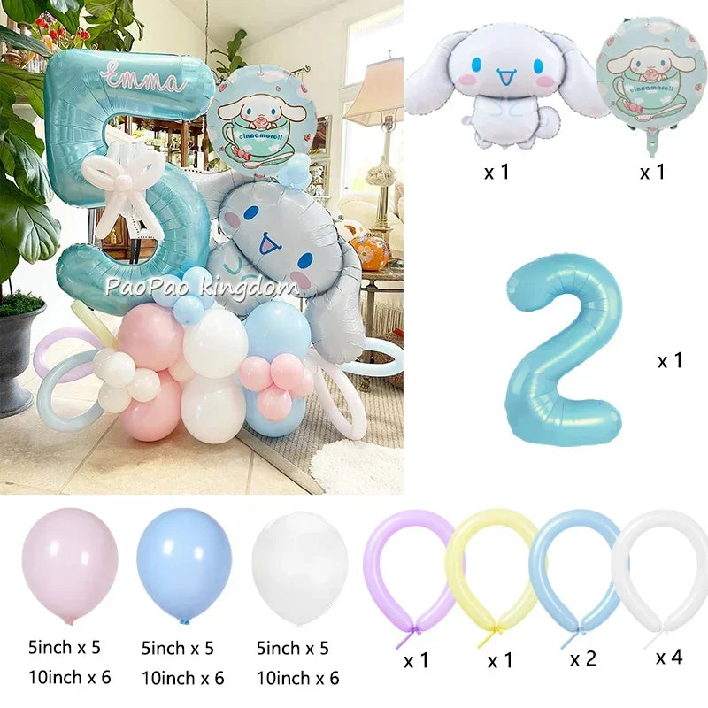 1 Set Cinnamoroll Foil Balloons for Birthday Party Decorations Baby Shower  Kids  Birthday Gift Macaron Latex Balloons Set