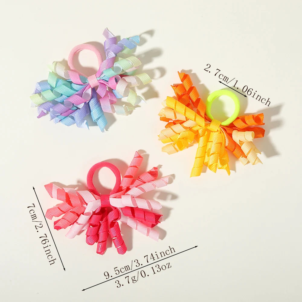 6Pcs Trendy Firework Hair Ties Rainbow Curly