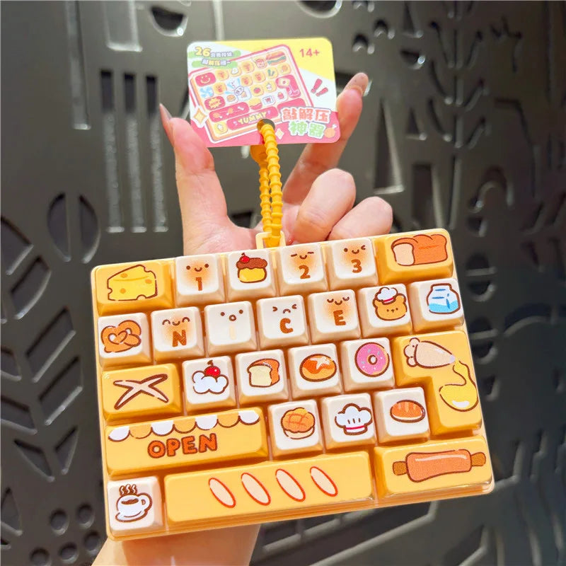 26 Keys Clicker Keychain Anti-Stress Keychain Hanging Pendant for Bag 26 Key Decompression Keyboard Keychains