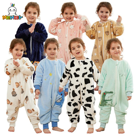 Cartoon Flannel Children Sleeping Sack Warm Winter Clothes Toddler Kids 1-6T