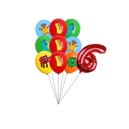 Number Birthday Decorations Building Blocks Tablecloth Banner Spiral Cake Topper Balloon for Kids Baby Shower Supplies Gifts
