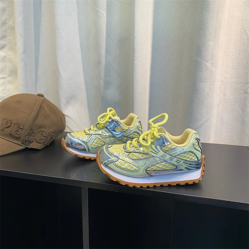 Toddler Kids Orbit Metallic Running Sneaker Children Casual Fashion Trainers Boys Girls Sports Walking Glowing Tennis Shoes