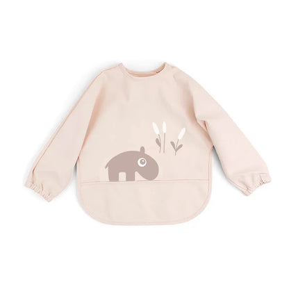 Baby Infant Eating Clothes PU Kids Smock Bib Long Sleeve Waterproof Food Pocket Easy to Clean