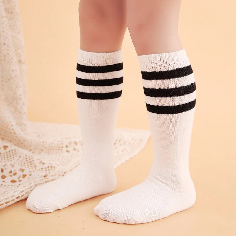 Boys Sports Sock Striped Children Cotton Socks Knee High Breathable Baby Stocking Kids School Uniform 0-7Years