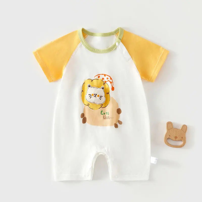 3M-2T Summer Baby Short Sleeve Romper Cute Animal Applique Bodysuit for Toddler Girls Cotton Soft Boys One Piece Clothes