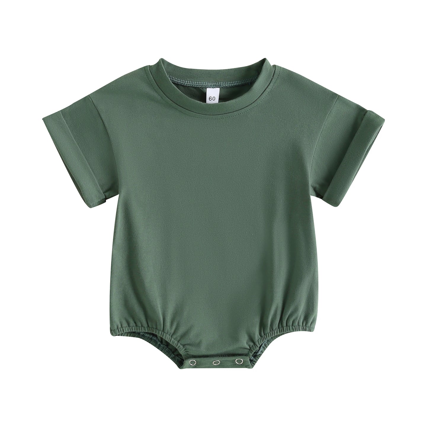 Baby Bodysuit Romper, Short Sleeve Solid Color Crewneck Pullover for Newborn Boys and Girls