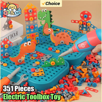Pretend Play Preschool Children Nut Screw Assembly Simulation Carpenter Tool Educational Montessori Kids Toys  Electric Toolbox