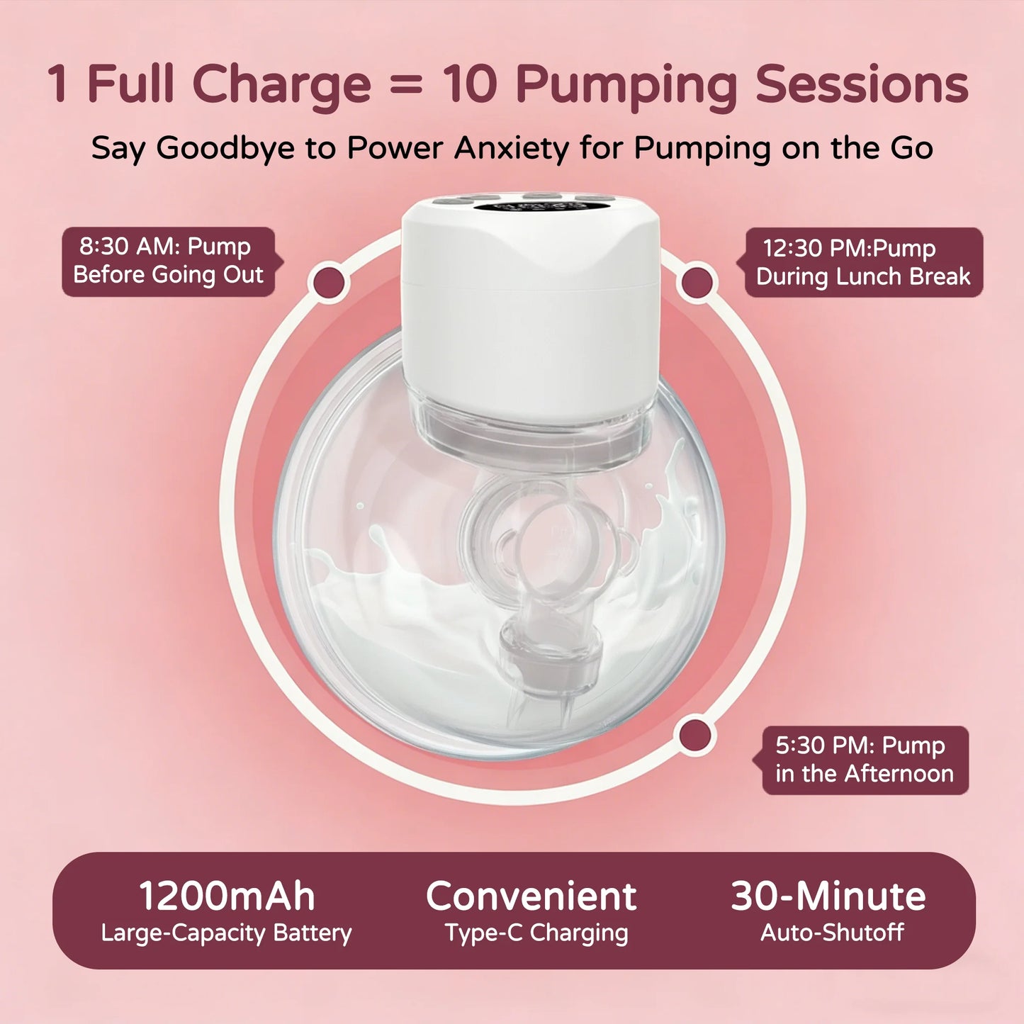 Electric Wearable Breast Pump - 4 Modes 9 Levels, Ultra-Quiet BPA-Free Hands-Free Portable 24mm Flange for  Breastfeeding