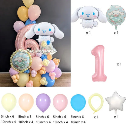 1 Set Cinnamoroll Foil Balloons for Birthday Party Decorations Baby Shower  Kids  Birthday Gift Macaron Latex Balloons Set