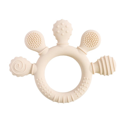 BPA Free Silicone Teether Food Grade Baby 0-12 Toys Teething Rattle Sensory Toys for Toddlers Silicone Hand Bell Soothing Toys