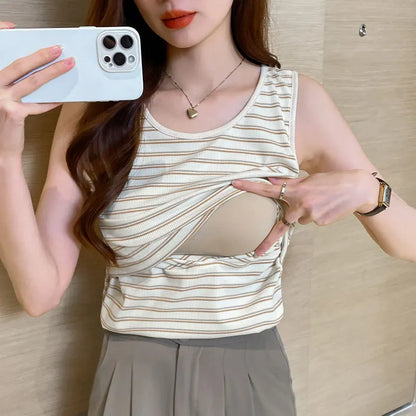 Wholesale Postpartum Woman Strap Tees for Breastfeeding T-Shirt Summer Tank Tops