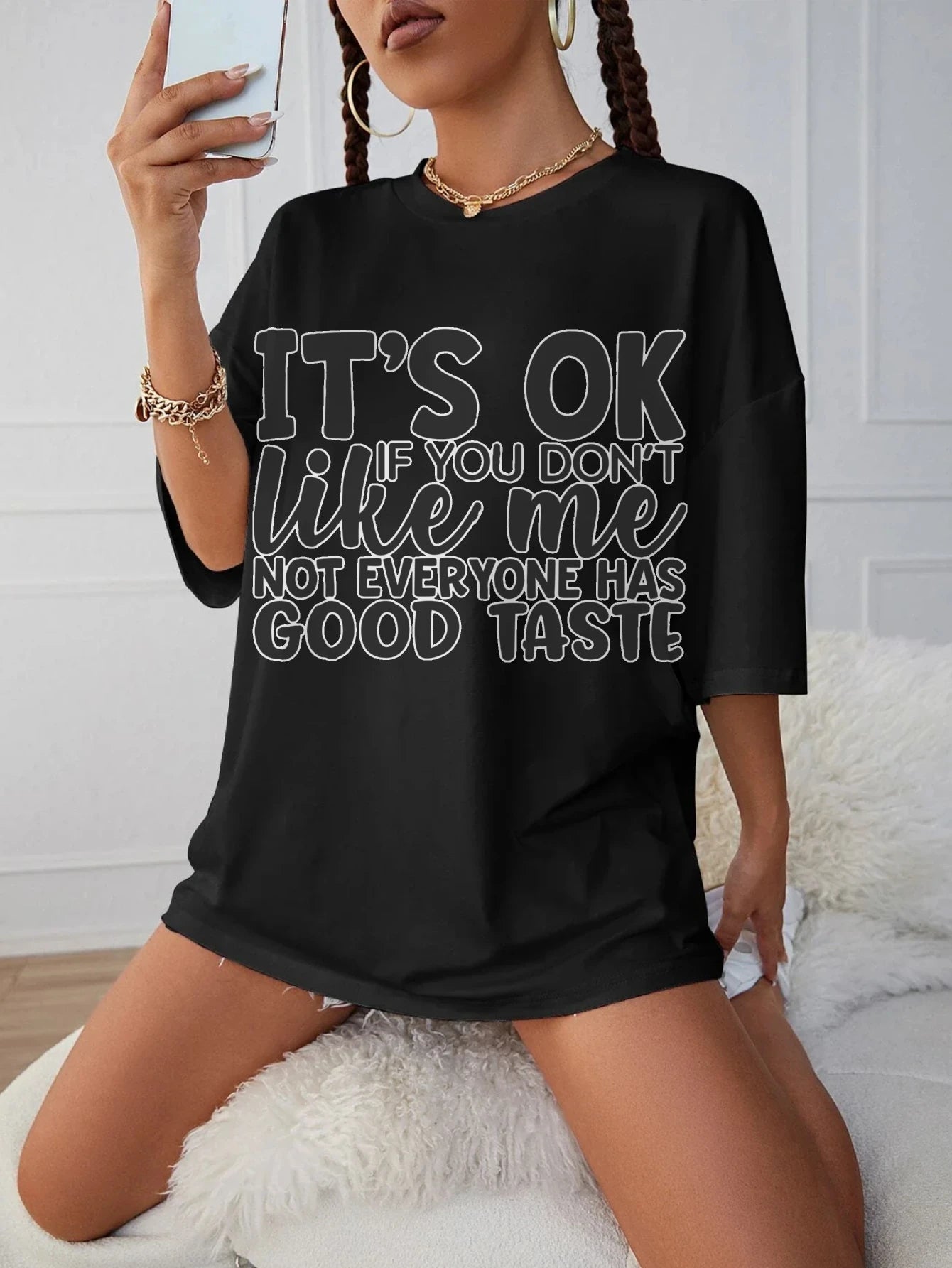 It's Ok If You Don't Like Me Not Women's Trendy Black Maternity T-Shirt Loose Fit