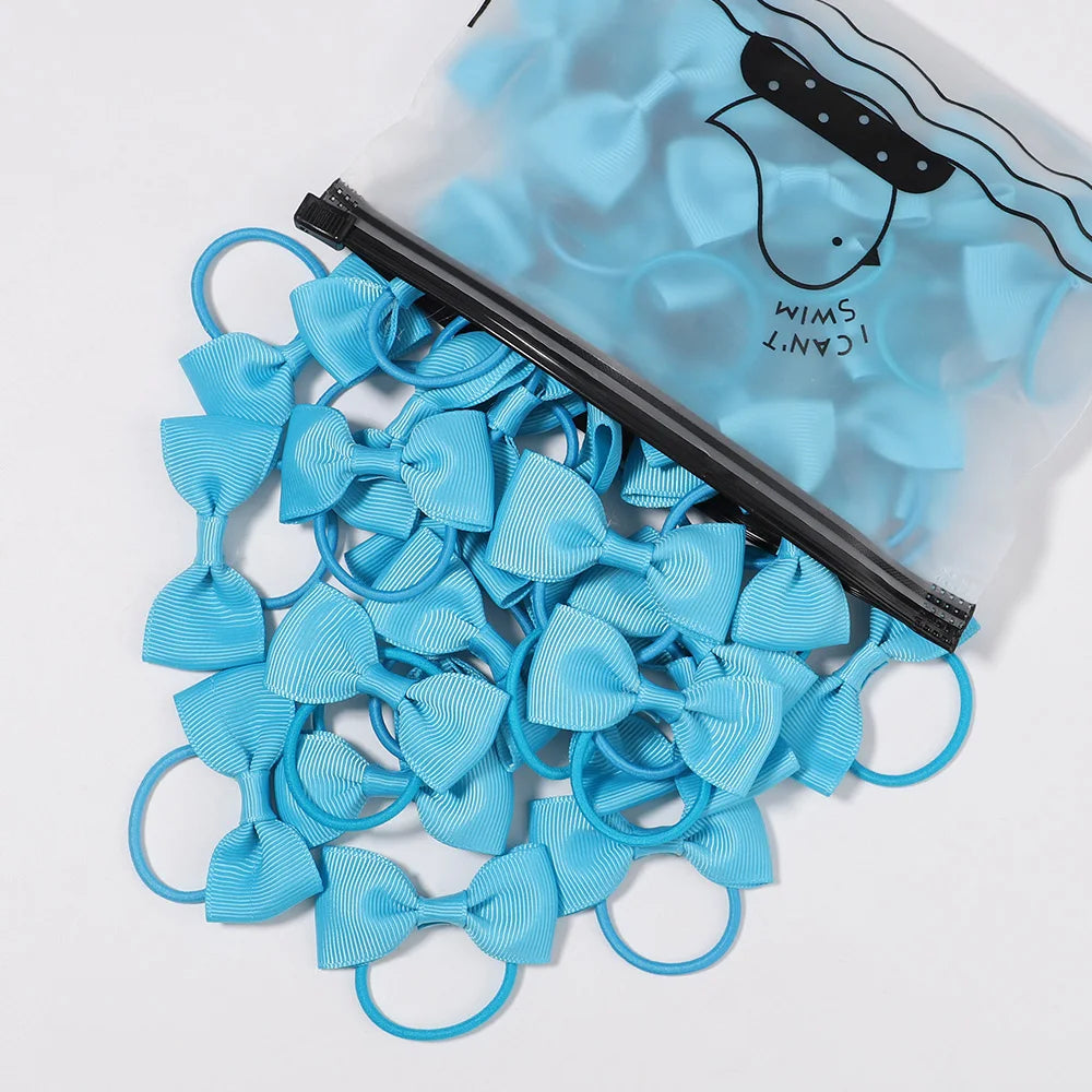 5/10/20Pcs/Lot Baby Bows Ribbon Hair Rubber for Girls Ties Elastic Hairbands Infants Pigtail Holders Hair Accessories Wholesale