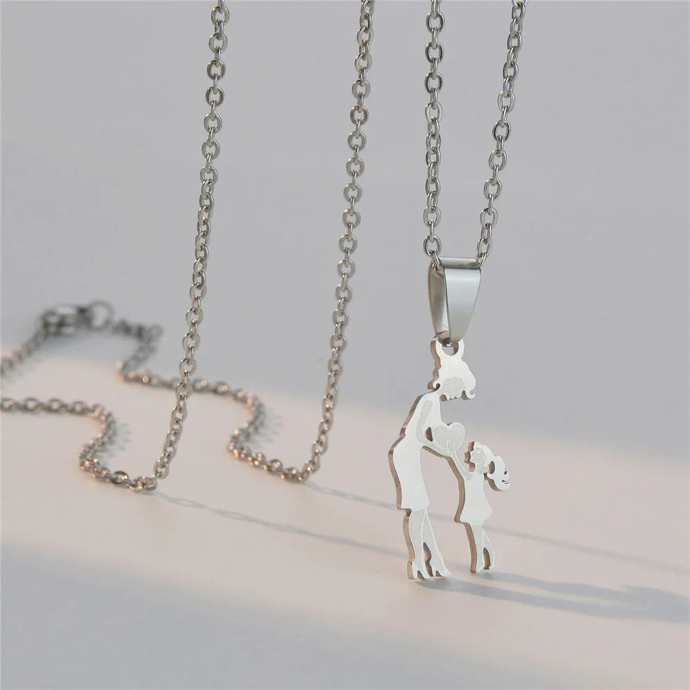 Family Love Son Daughter Necklaces Stainless Steel Multiples Childs Pendant Boys Girls Mothers Love Gifts For Mom Jewelry