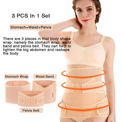 Postpartum Body Shaping Belt Set Women Tummy Control Three Comfortable Soft Breathable Trainer Recovery Body Shaper