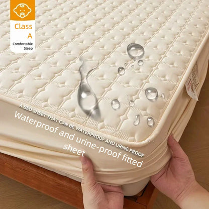 Fitted bed Sheet Waterproof Quilted Mattress Protector Breathable Mattress Cover Anti-mite Anti-bacterial No Pillowcase