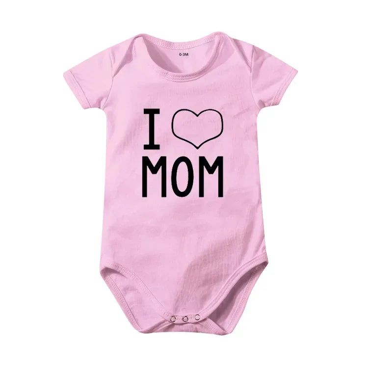 Pure Cotton I Love Mom Newborn Rompers  I Love Dad Baby Romper Twins Matching Bodysuit Summer for 0-24 Months Baby Clothes
