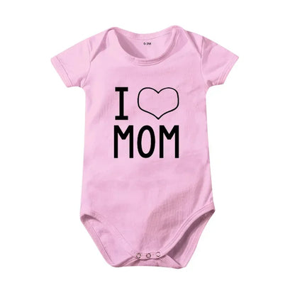 Pure Cotton I Love Mom Newborn Rompers  I Love Dad Baby Romper Twins Matching Bodysuit Summer for 0-24 Months Baby Clothes