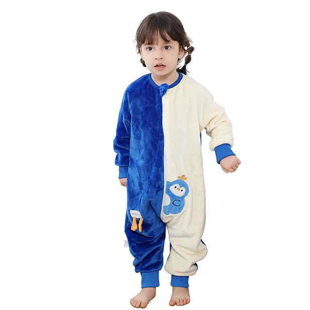 MICHLEY Duck Cartoon Flannel Sleeping Sack Winter Clothes Toddler Girls Boys 1-7T