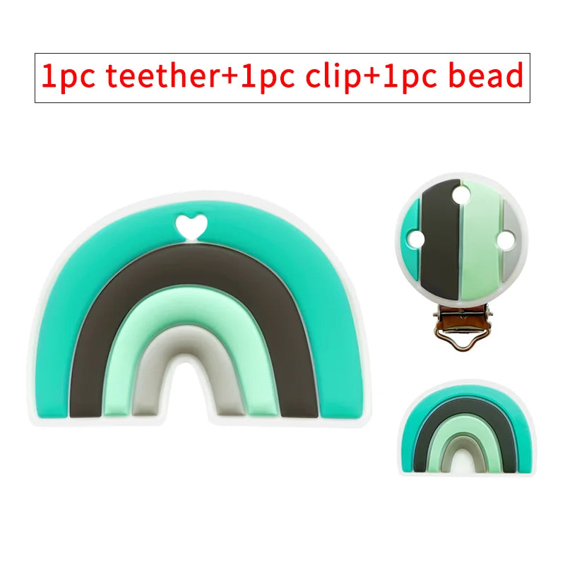 3pcs/set Silicone Cartoon Animal Figure Teether Beads and Clips Baby Teether Pacifier Chain Accessories Teething Jewelry Toys